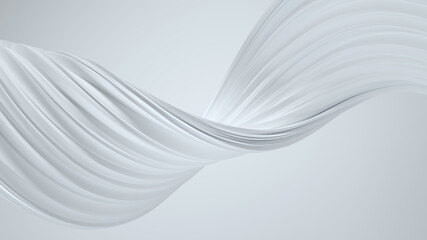 Twisted shape 3d render. White elegant background.