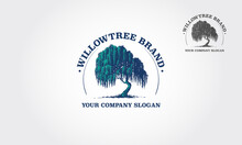 Willow Tree Vector Logo Template.That Were Created To Highlight The Organic, Natural Aspect Of Our Life. This Concept Could Be Used For Recycling, Environment Associations, Landscape Business, Etc.