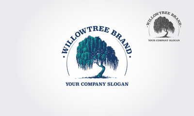 Willow Tree Vector Logo Template.That were created to highlight the organic, natural aspect of our life. This concept could be used for recycling, environment associations, landscape business, etc.