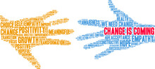 Change Is Coming Word Cloud On A White Background. 