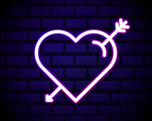 Poster - neon heart and arrow icon. decoration and advertising theme. Colorful design. Vector illustration