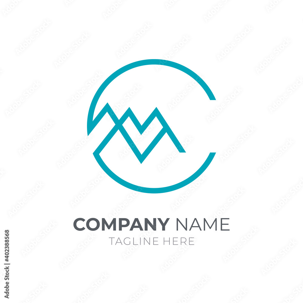 Simple CM monogram logo design. Letter C and letter M simple line art ...