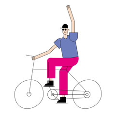 Wall Mural - man cartoon riding bike vector design