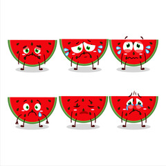 Canvas Print - Watermelon cartoon in character with sad expression