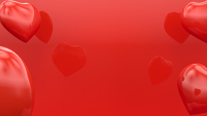 Wall Mural - Background Hearts red. Valentine's Day background.  3D Illustration