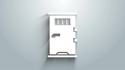 Sticker - White Prison cell door with grill window icon isolated on grey background. 4K Video motion graphic animation