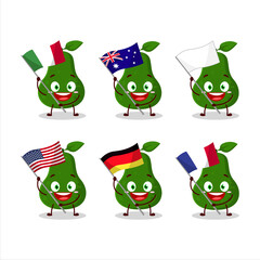 Poster - Avocado cartoon character bring the flags of various countries