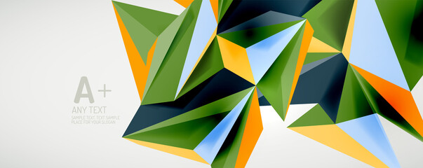 Poster - Vector triangle geometric backgrounds. Low poly 3d shape on light backdrop. Vector illustration for covers, banners, flyers and posters and other designs