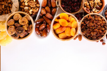 Canvas Print - selection of dried fruit on white background