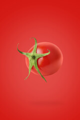 Poster - Creative minimalism with fresh vegetables on colored background