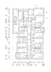 Wall Mural - Detailed architectural multistory 
 building floor plan, apartment layout, blueprint. Vector illustration