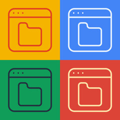Poster - pop art line browser files icon isolated on color background. vector.