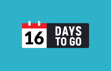 Sticker - 16 days to go last countdown icon. Sixteen days go sale price offer promo deal timer, 16 days only