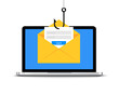Data phishing hacking online. Scam envelope concept. Computer data fishing hack crime