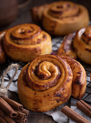 Wall Mural - Baked Cinnamon Rolls on Cooling Rack