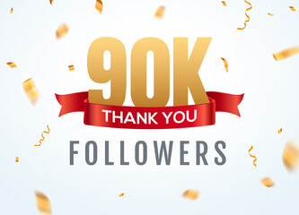 Wall Mural - Thank you 90000 followers design template social network number anniversary. Social 90k users golden number friends thousand celebration