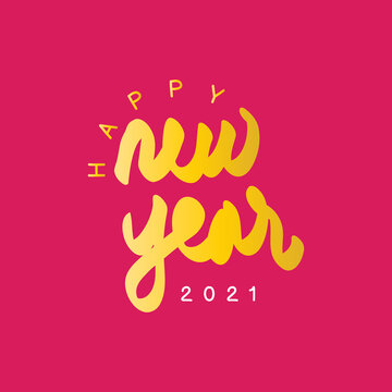 Happy New Year text design for greeting card, calendar or any design. 2021 happy new year design template.