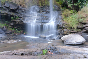 Wall Mural - waterfall cascade creek water stream flowing in forest