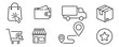 click and collect order, icon, delivery truck, delivery services steps, receive order in pick up point, e-commerce business concept, vector illustration