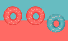 Donut On Pink And Blue Background 