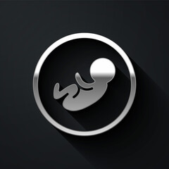 Wall Mural - Silver Baby icon isolated on black background. Long shadow style. Vector.