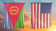 Double Flag United States of America vs Eritrea flag waving flag with texture background