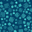 Green line Calendar icon isolated seamless pattern on blue background. Event reminder symbol. Vector.