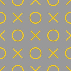 Wall Mural - Tile xo noughts and crosses yellow and grey vector pattern