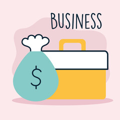 Sticker - business lettering, briefcase and moneybag