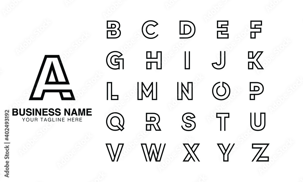 SET OF A TO Z initial based abstract modern minimal creative logo ...