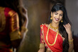 Indian girl portrait in saree for lights festival Diwali