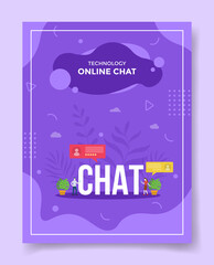 Wall Mural - online chat people speak talk around chat word for template of banners, flyer, books cover, magazines with liquid shape style