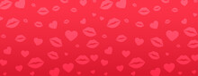 Red Hearts And Lips Romantic Banner Design