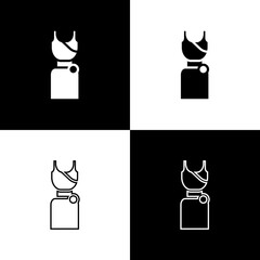 Poster - Set Woman dress icon isolated on black and white background. Clothes sign. Vector.