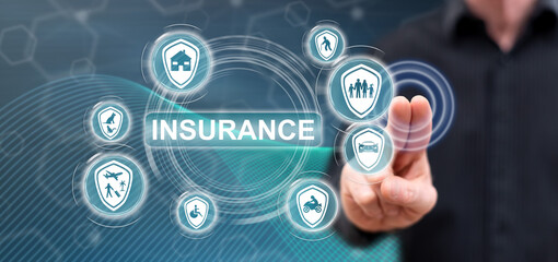 Man touching an insurance concept