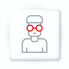 Sticker - line nerd geek icon isolated on white background. colorful outline concept. vector.