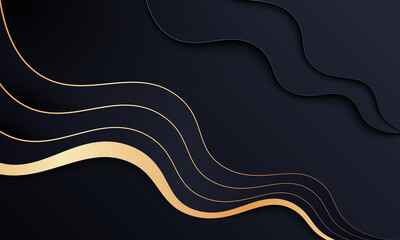 Wall Mural - Luxury golden and black wave background.