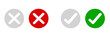 © Alex - Check mark and X mark icon.  Switch mark for apps and websites. Green and red check mark vector on white background.