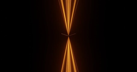 3d render with luminous converging orange lines on a black background