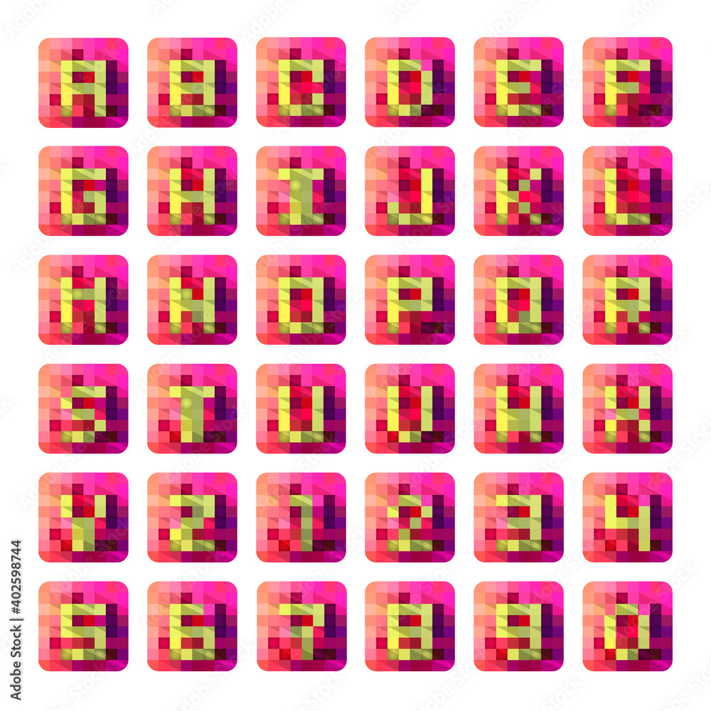 Square Box Lettering Square cubic shadow alphabet letters and digits font set Stock Vector ...
