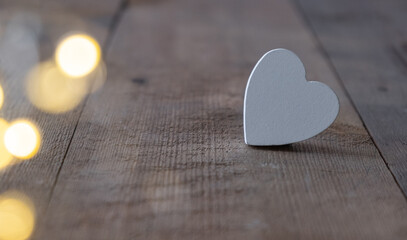 Heart on a wooden table in rustic style