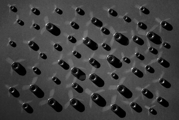 metal nuts on a gray background close-up