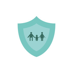 Wall Mural - Family protection of woman mother and son in shield vector design