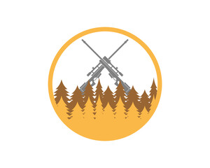 Canvas Print - Sniper crossed in the forest tree logo