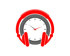 Canvas Print - Clock time with headphone logo