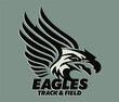 eagles track and field team design with mascot face for school, college or league