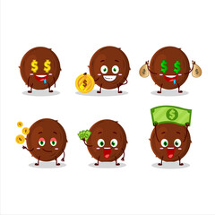 Canvas Print - Coconut cartoon character with cute emoticon bring money