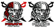 © EarlFergusonClipart - pirate football team design with half helmet and swords for school, college or league