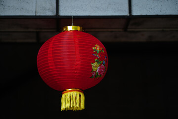 Wall Mural - Red lanterns during Chinese new year festival, Chinese new year decoration. Close up Beautiful traditional Chinese Lantern lamp in red color, selective focus.