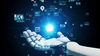 Aufkleber - ロボットとデータイメージ　デジタル・トランスフォーメーション　AI・人工知能
